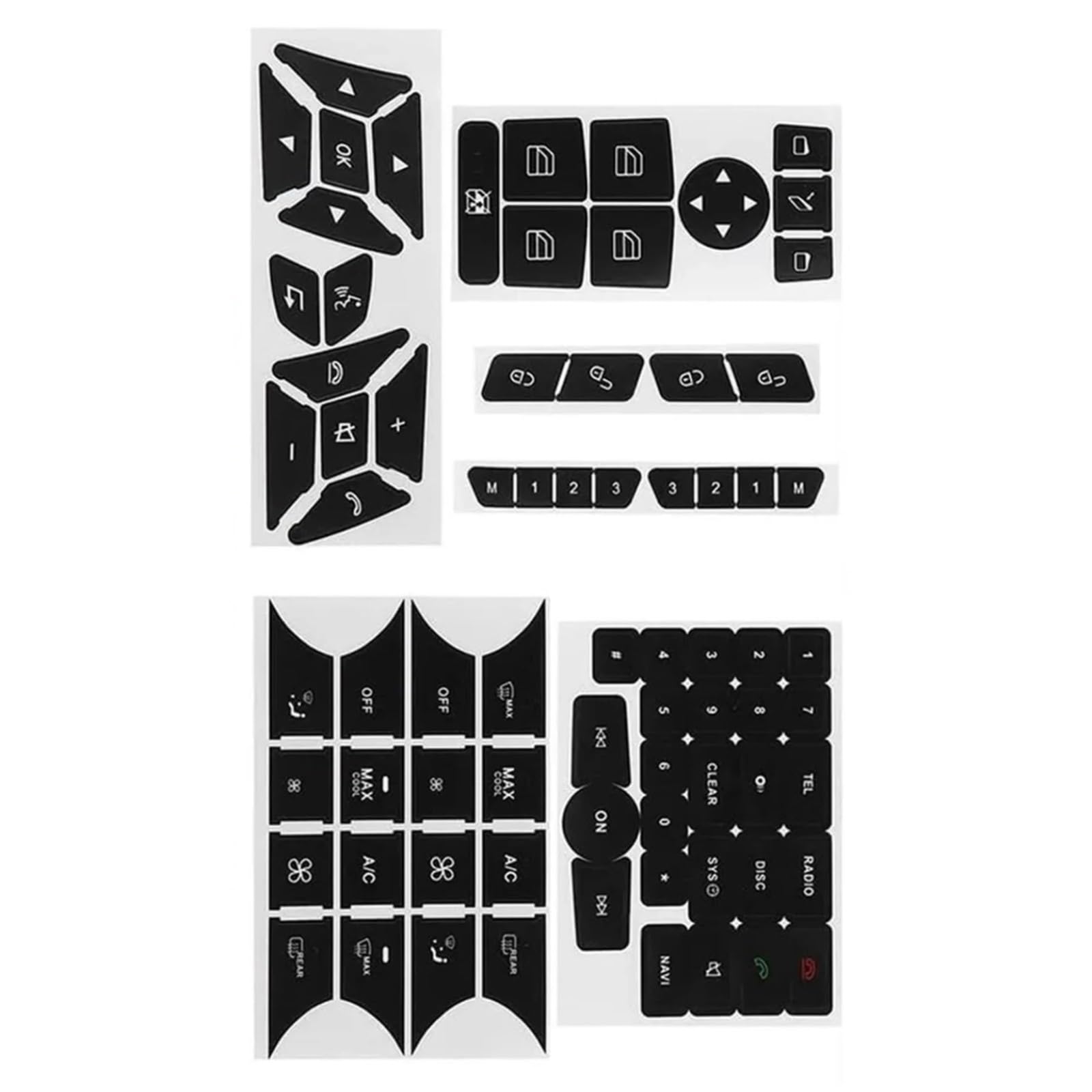 Car Interior Button Sticker Compatible with Benz for SLK Class for R172 Interior Button Stickers Car Repair Decal Restoration Accessories Kit