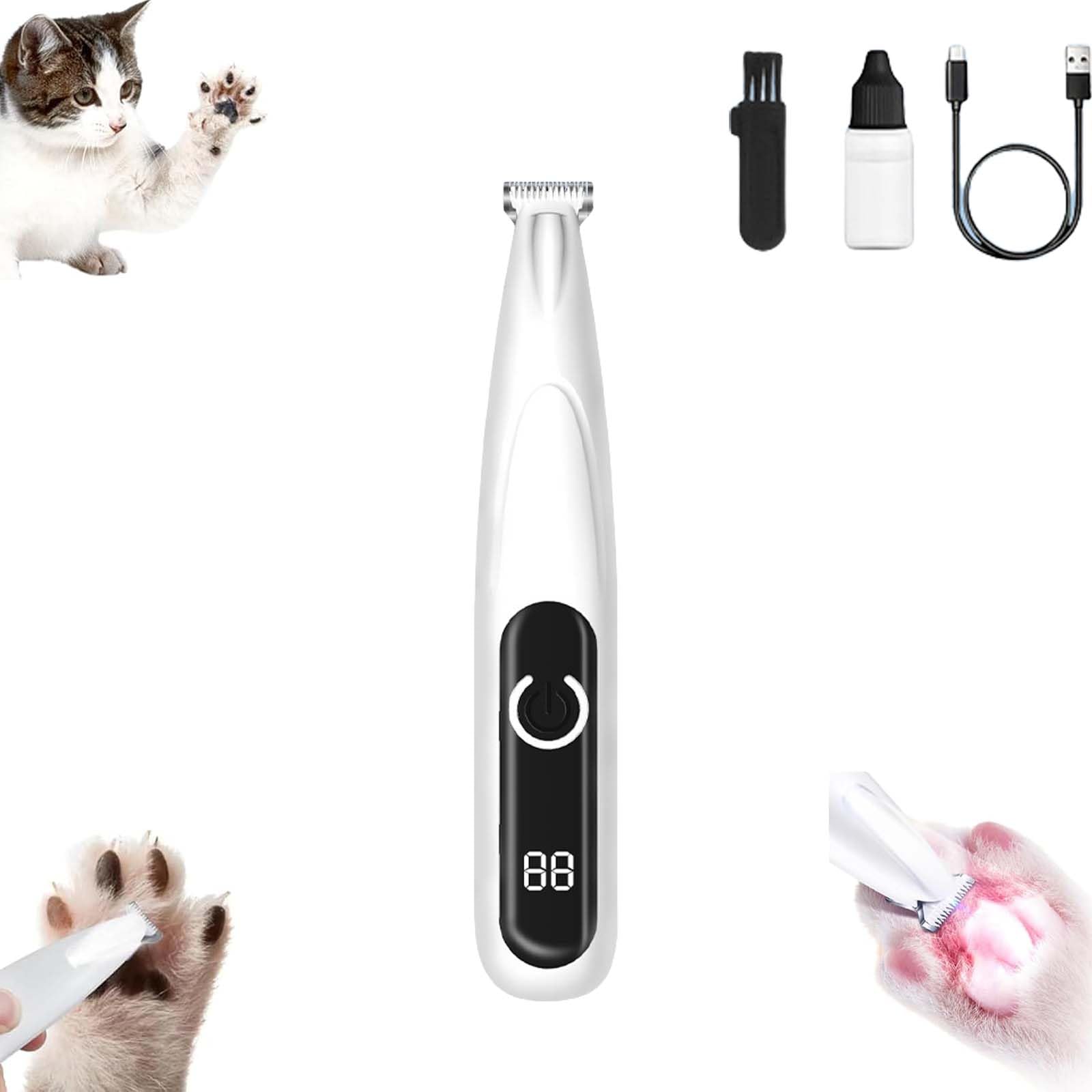 Upgrade Pet Micro Precision Trimmer, Multifunctional Pet Hair Clippers for Grooming with LED Light, Low Noise Waterproof Rechargeable Pet Paw Trimmer