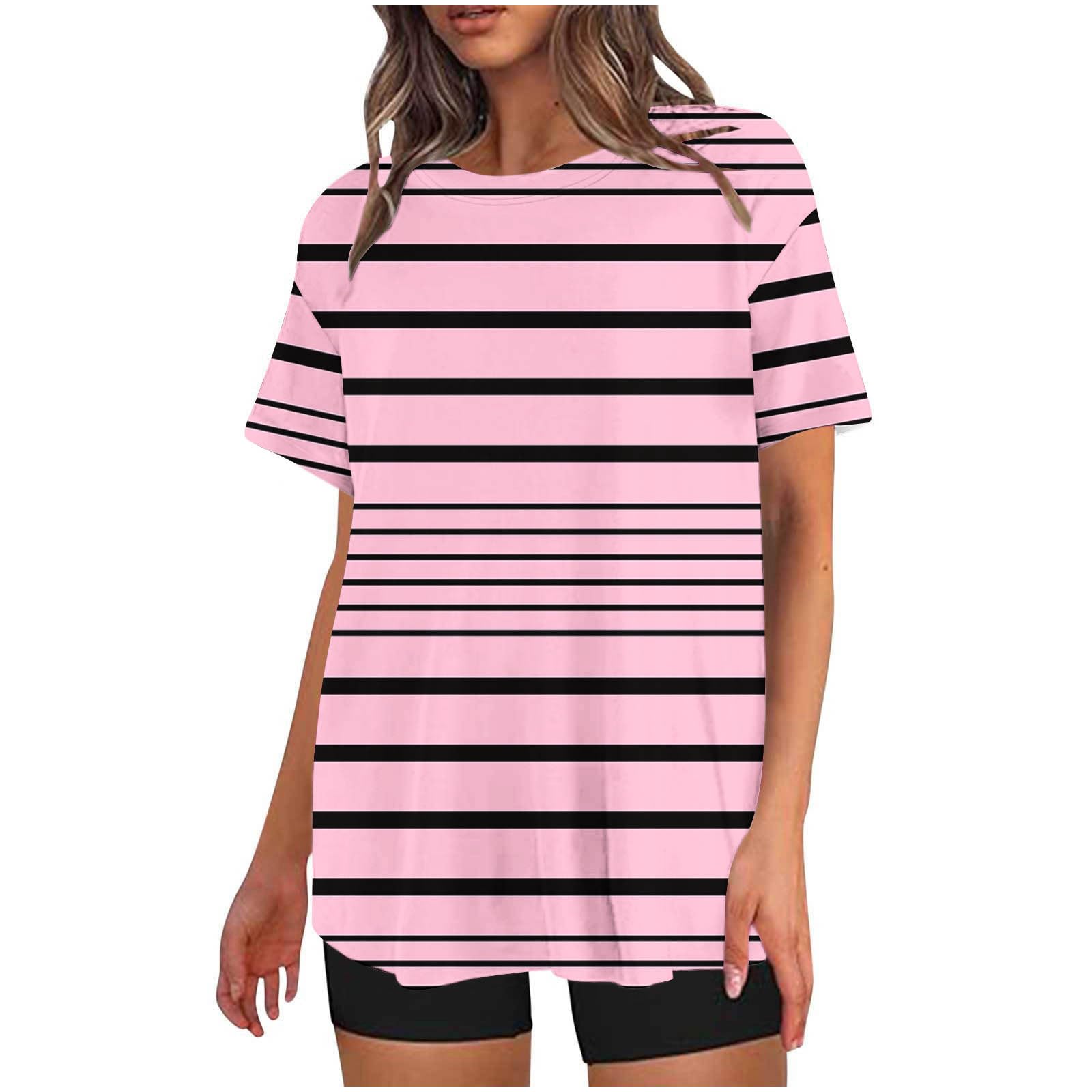 Summer 2 Piece Outfits Women Oversized Short Sleeve Long T Shirts with Short Leggings Lounge Sets Printed Tops + Shorts Gym Tracksuits Casual Blouses Beach Vacation Clothes