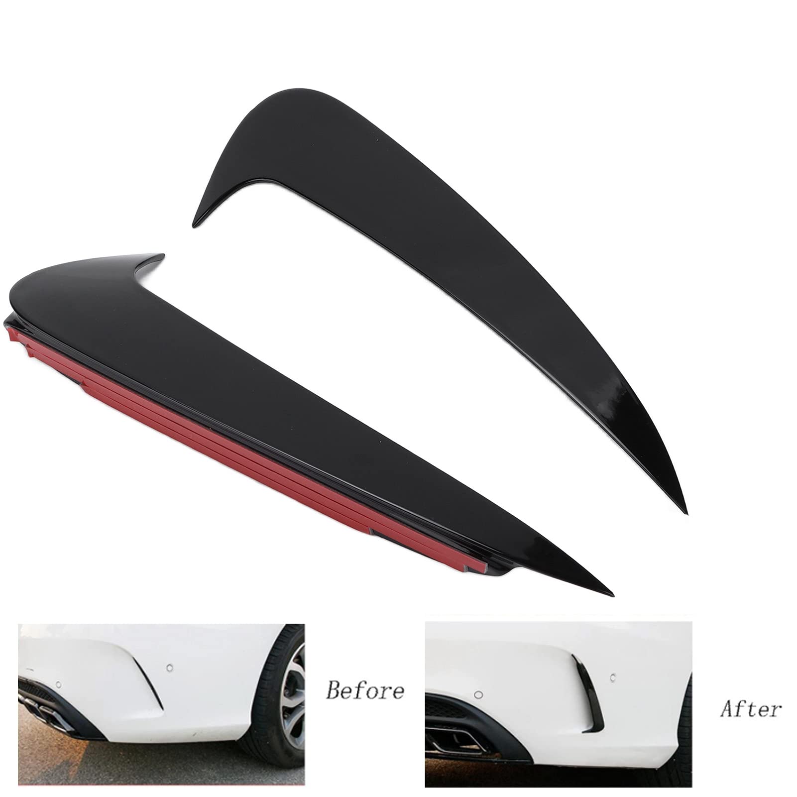 Auto Heckstoßstange Seitenflossen, ABS Heckstoßstange Spoiler Lip Splitter Schwarzer Ersatz für C Coupe C205 2015+, 2 Stück