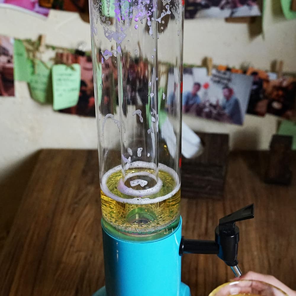 yasoe 1,5L Torre Dispensadora de Cerveza Grifo Integrado de Fácil Limpieza con Tubo de Hielo Dispensador de Torre Transparente de Bebidas - Negro