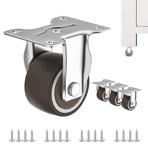 Miniatura 13 de 2" Casters Set of 4, Furniture Caster Wheels for Cart, Swivel Plate Castor, No Noise Rubber Wheels, Suitable for Workbench, Table