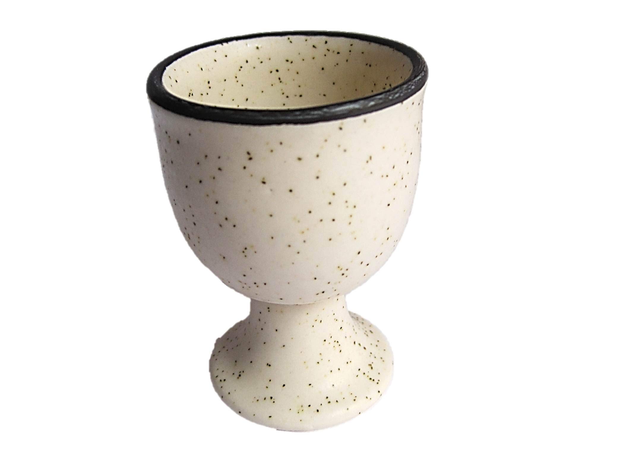 muccasacra Ceramic Boiled Egg Holder (Black and White) - Set of 2. 3