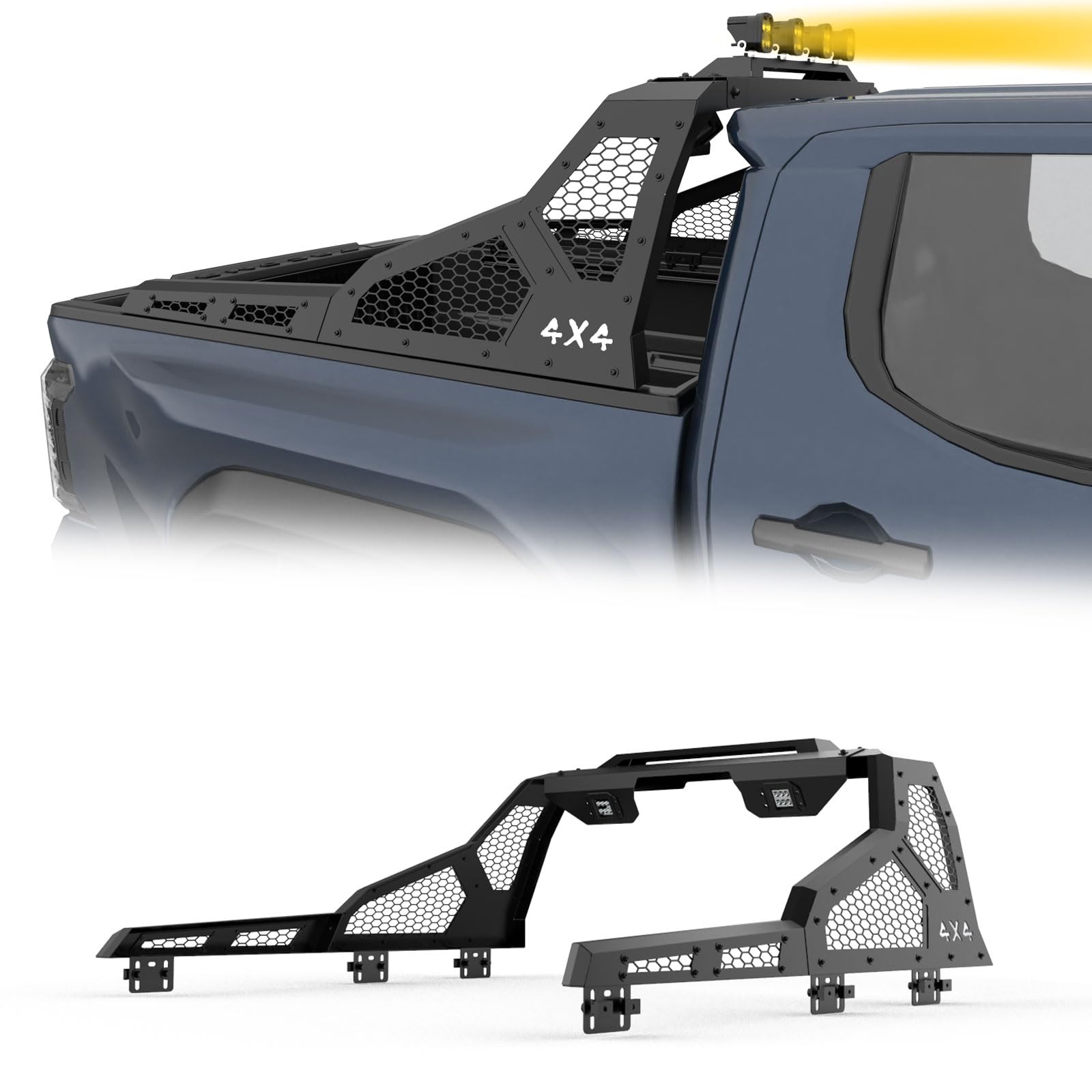 Roll Bar for Pickup Truck,Compatible with Mid Size Trucks (Tacoma, Ranger, Colorado, Canyon, Frontier) Equipped with 18W LED Lights/Adjustable Sport,Does not Support Any Style Tonneau Bed Cover