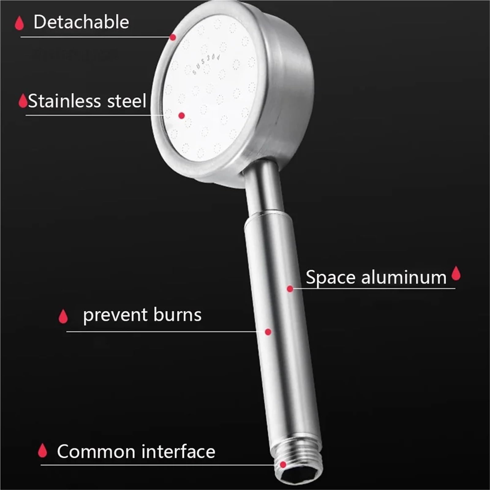 Pomme de douche haute pression en acier inoxydable noir anti-chute, ensemble de douche à main anti-chute, accessoire de robinet de salle de bain à économie d'eau, système de douche moderne (couleur 08
