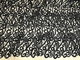 Cuentas Borde Festoneado Couture novia Guipure encaje tela negro – por metro