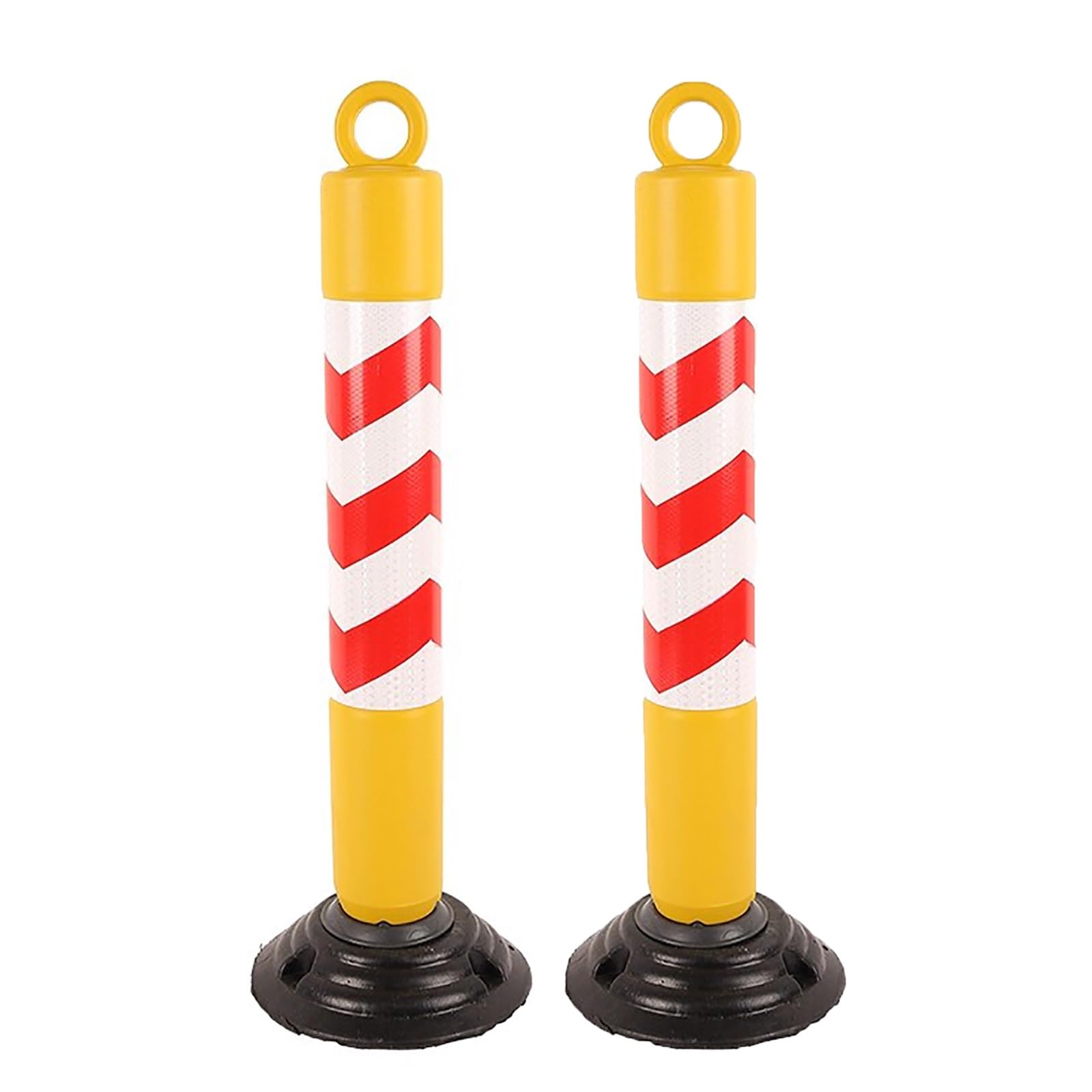 GHHVFEC Reflective Safety Bollards, 75 cm (29.5 inches) - Portable, Flexible Warning Cones for Parking - 4-Pack Yellow Traffic Markers for Road Safety