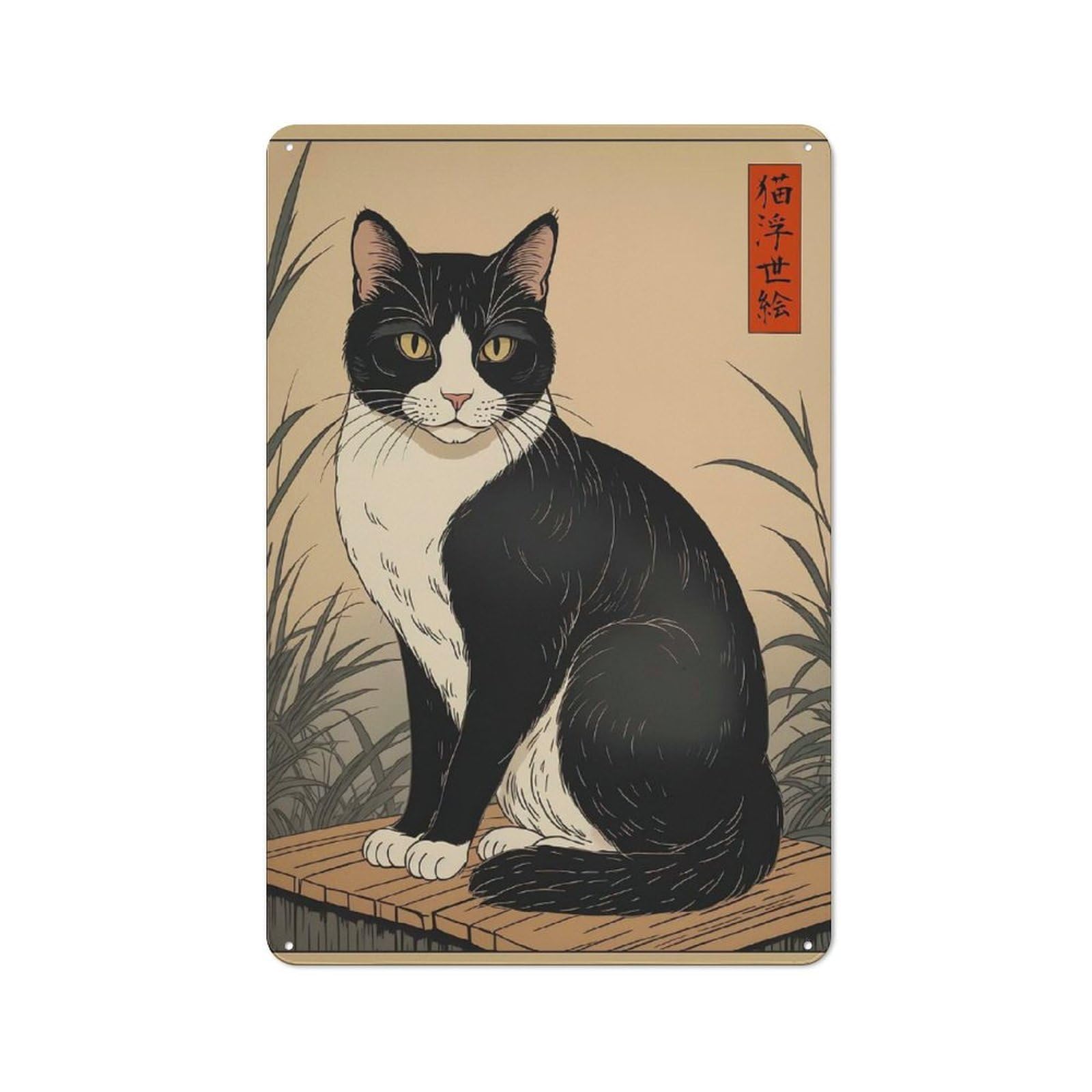 Bistro Style Cat Decorative Metal Plaque 30x20cm, Bistro Wall Plaque for Tea Room, Shop Wall Or Breakfast Area