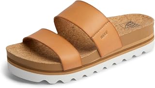 REEF Women's Cushion Vista Hi Platform Sandals - Vegan Leather Slides with Cushioned Footbed & Arch Support