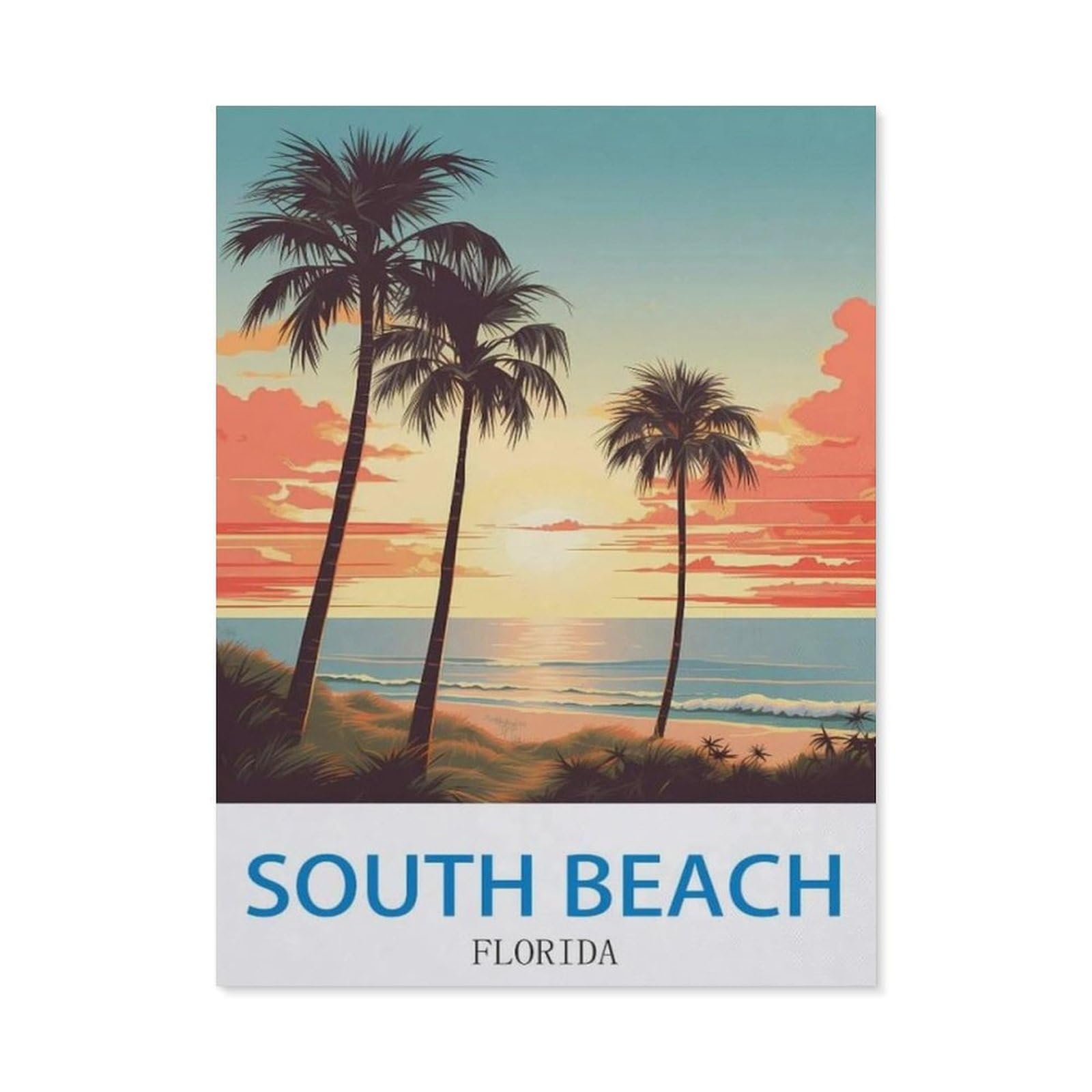 BEAYODKP Diamond Painting Kits for Adults and Kids，South Beach Florida，Full Drill Round Rhinestone Paint with Diamonds（40 x 50 cm/15.74 x 19.68 inches）-CN6