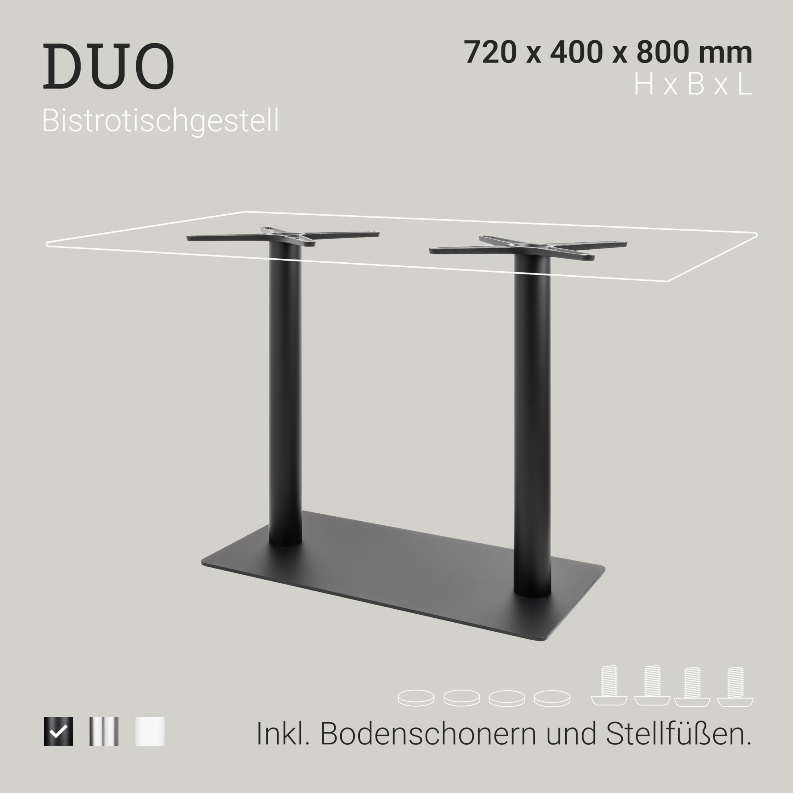 Natural Goods Berlin 1x Bistrotischgestell Duo RUND - Tischbeine Metall Schwarz Outdoor Bistrotisch Outdoor 72cm- Tischbeine Schwarz, Tischfüsse Aus Metall - Zwei Tischfüße Für Drinnen & Draußen