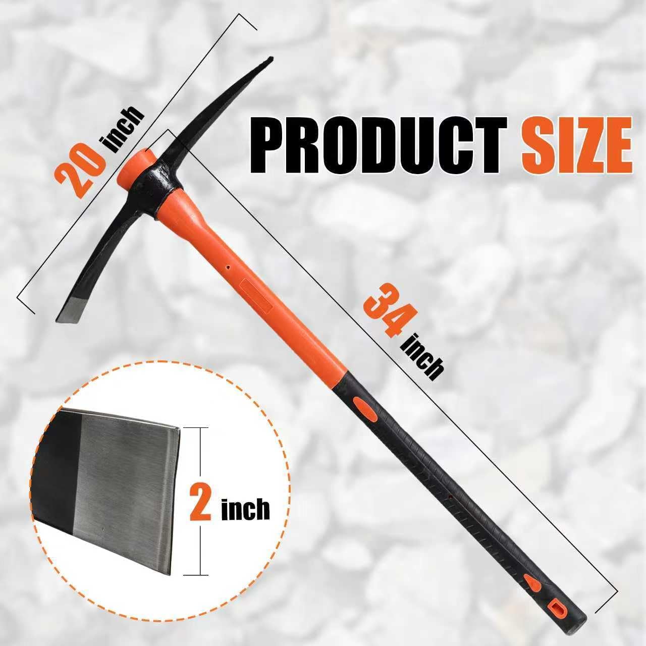HOSKO Pick Axe for Digging,34" Mattock Rock Pick Hammer Pickaxe for Gardening Landscaping Tools with Comfortable Handle Digging Tools for Hard Ground with Heavy Duty Pickaxe Blade.