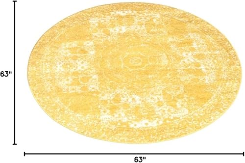 Vista 211 de Unique Loom Bromley Collection Vintage Traditional Medallion Border - Alfombra, Polipropileno, Amarillo/Crema azu/marfil,Gris
