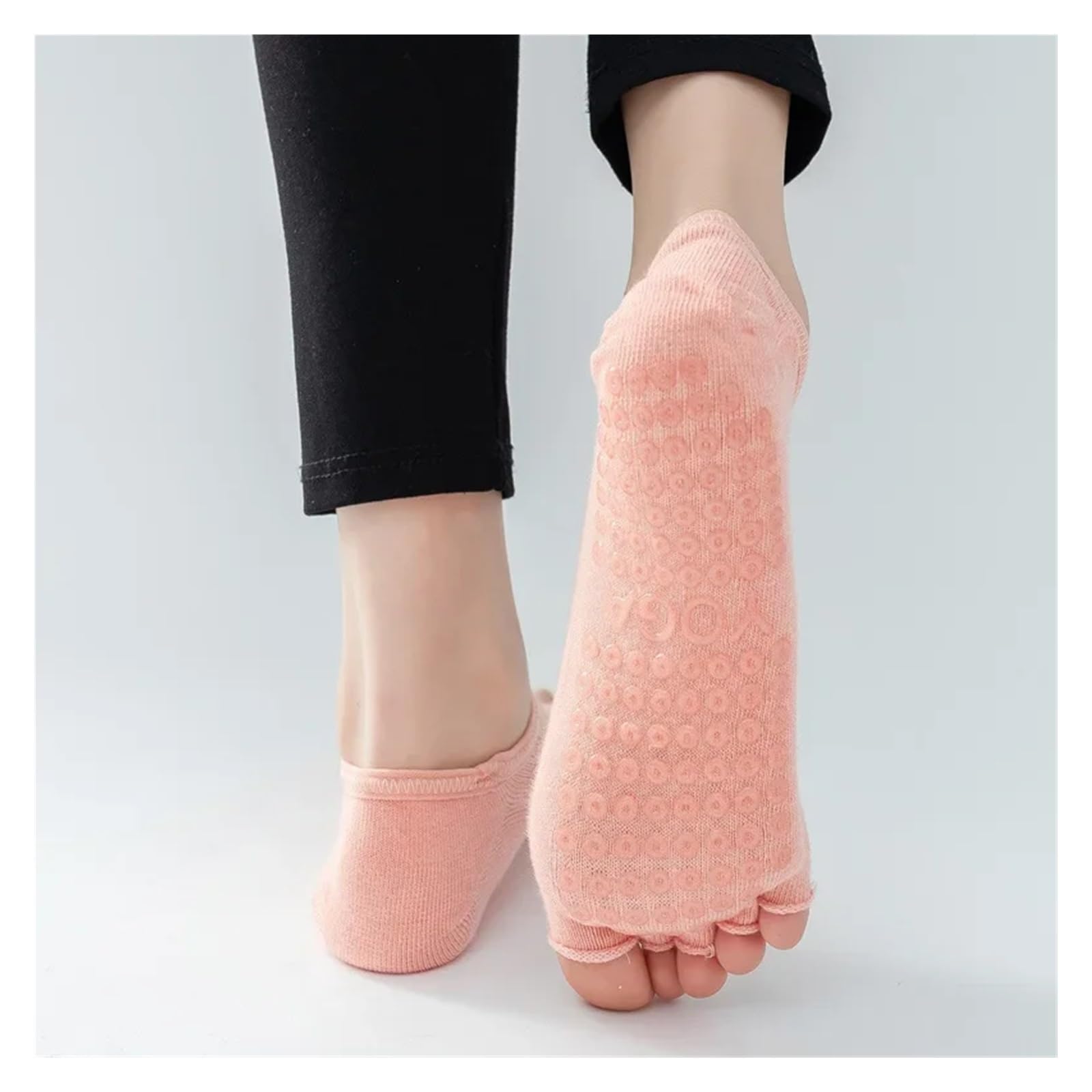 Calcetines con Punta Abierta for Yoga, Calcetines sin Dedos de Silicona Antideslizantes de Malla for Mujer, Calcetines Invisibles for Medio Dedo del pie para Yoga Pilates Gimnasio(Matcha)