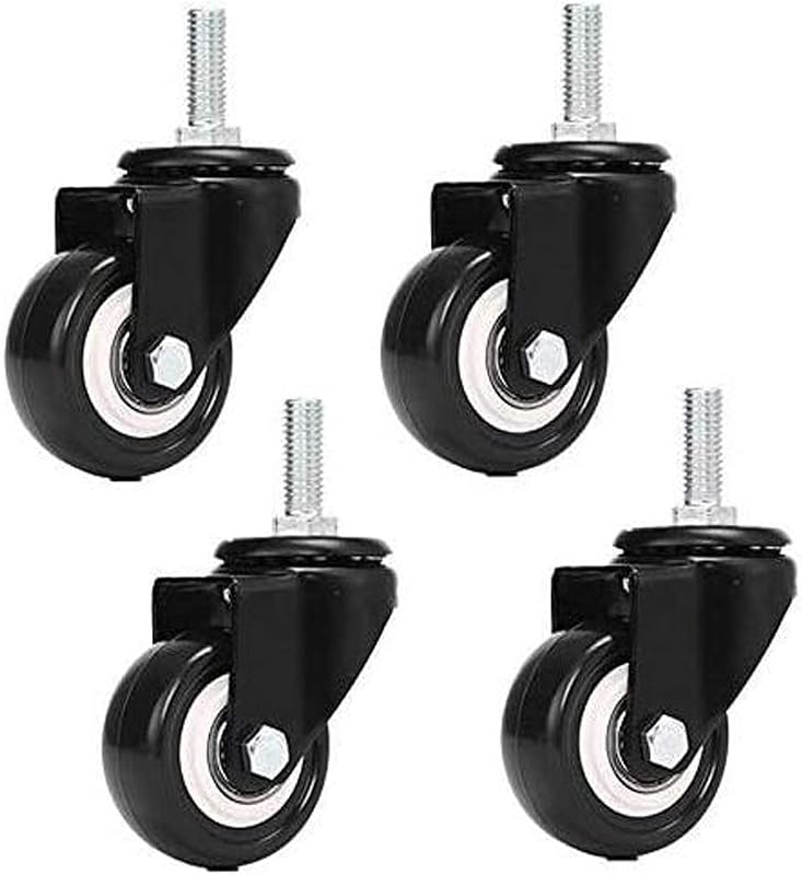 WANLIAN M8 x 25mm Bútor Görgő Szett - 4db Forgó Poliuretán Kerék, 240kg Teherbírás, Bútormozgatáshoz, Asztalokhoz, Székekhez - Fékmentes Kiv