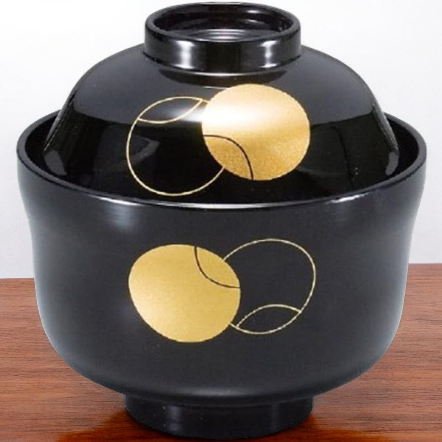 J-kitchens Miso Soup Bowl TA Eyebrow Shape Black Pot, 4.1 x 4.1 inches (10.5 x 10.3 cm), Made in Japan