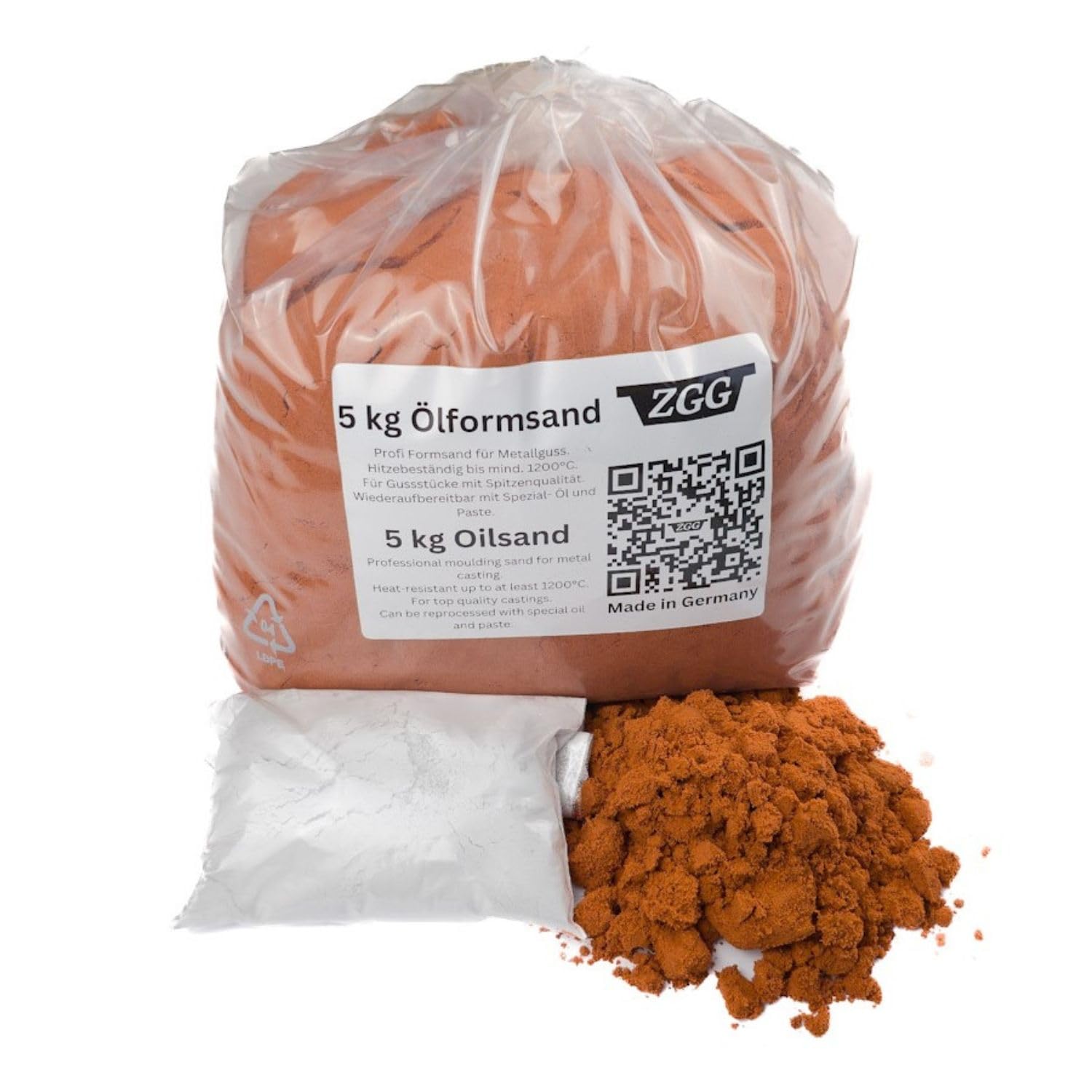 Oil Sand for Building Moulds 1-25 kg, From 5 kg + 100 kg Talc Free for Light and Heavy Metals, Very Fine-Grained, Reusable, Ideal for Art and Hobby Casters (5 kg + 100 g Talcum Free)