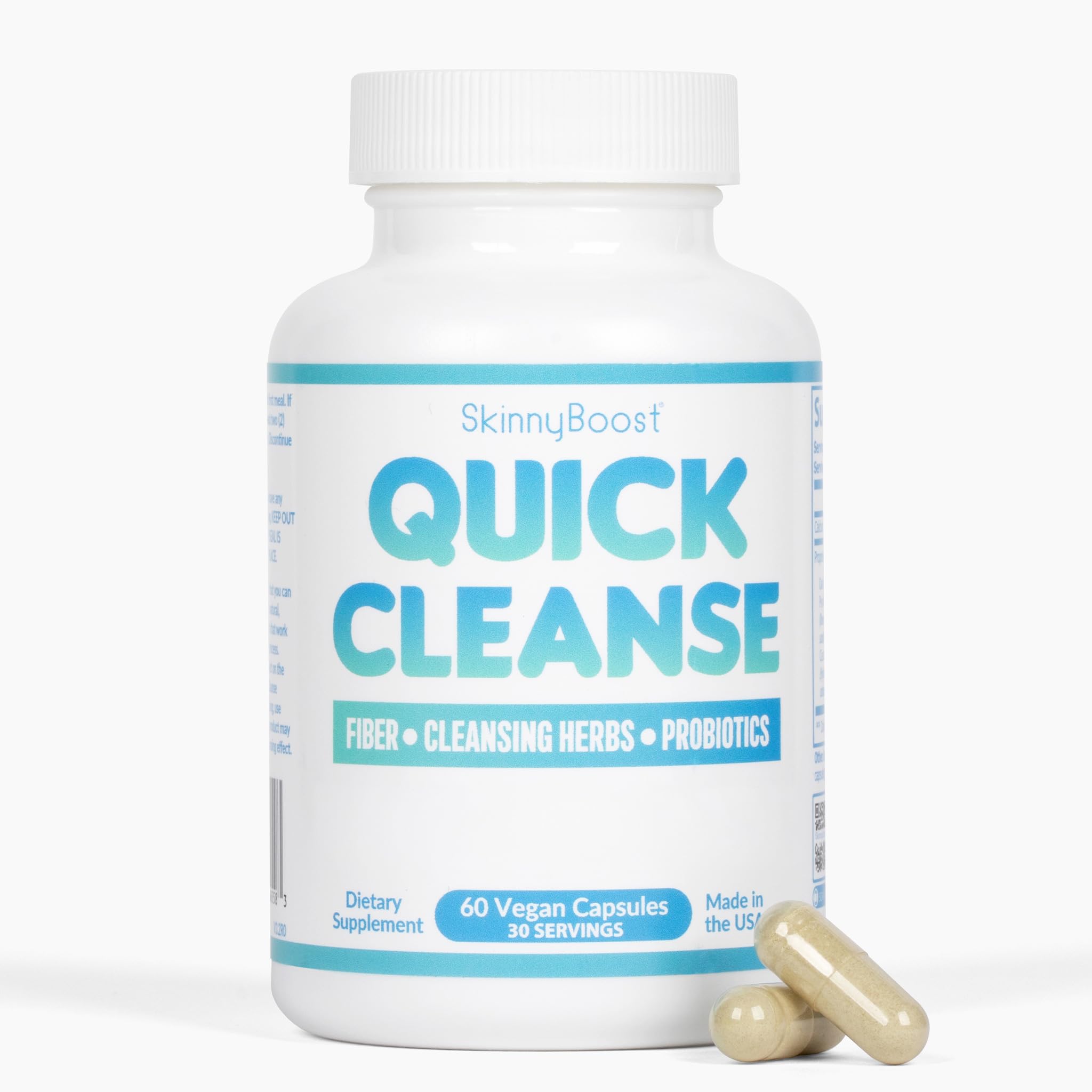 SkinnyBoost suplemento para controle de peso com fibras e probióticos, 60 cápsulas