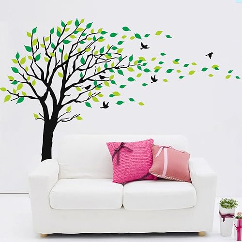 Adhesivo decorativo para pared diseño de árbol que sopla en el árbol de viento extraíble para pared para pared decoración de habitación infantil