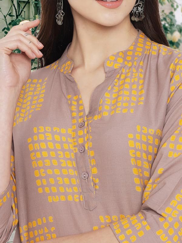 Image of Pinkmint Women Cotton Kurti ll Stright Printed Collared V Neck Kurta ll Stylish Regular Fit Kurti's (Pack of 01)