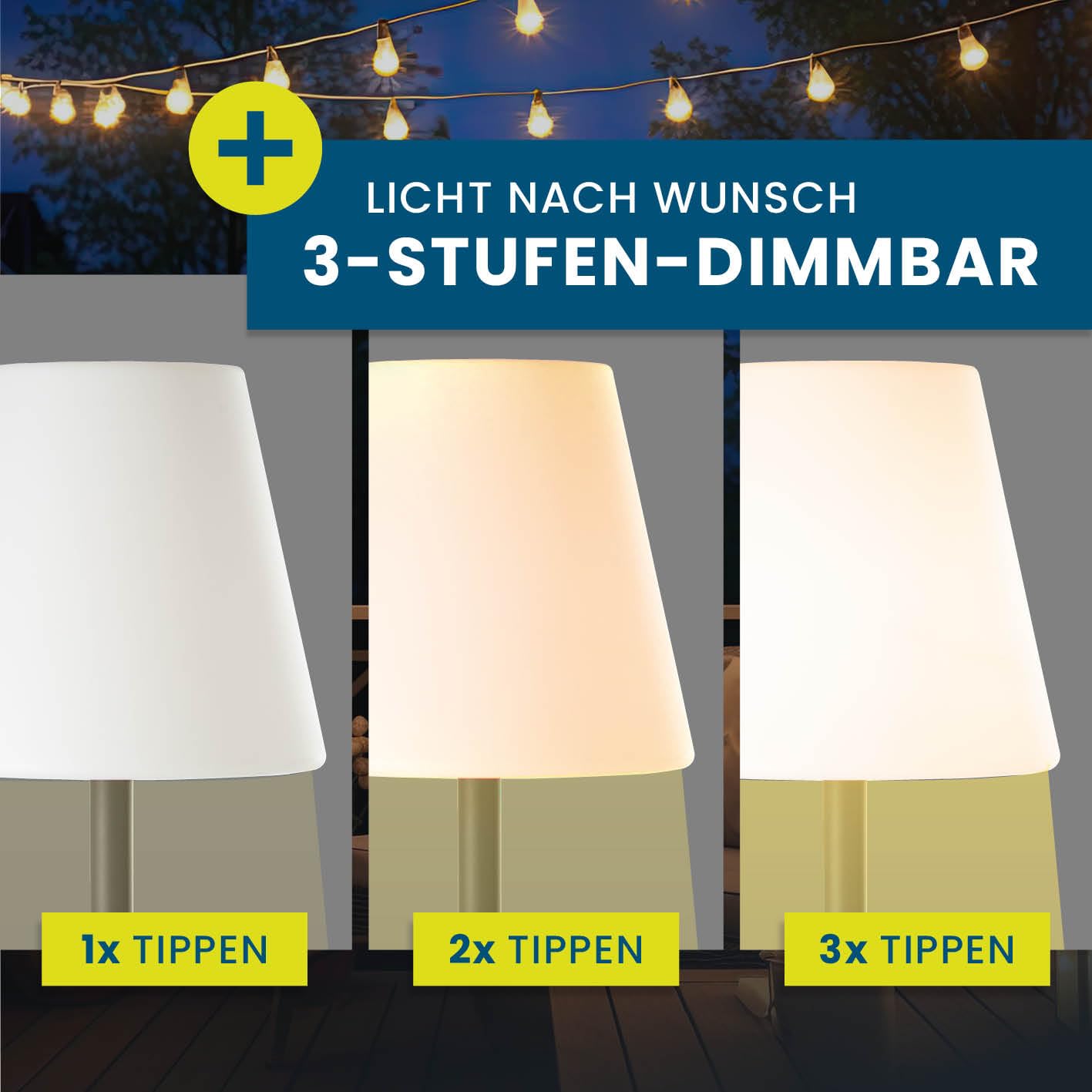 Hoberg XXL-Stehlampe für In- & Outdoor | 1,87 M große Lampe mit 3 einstellbaren Lichtintensitäten | Stimmungsvolle Standleuchte im zeitlos-modernen Design | IP-44 Wasser geschützt [schwarz, weiß]