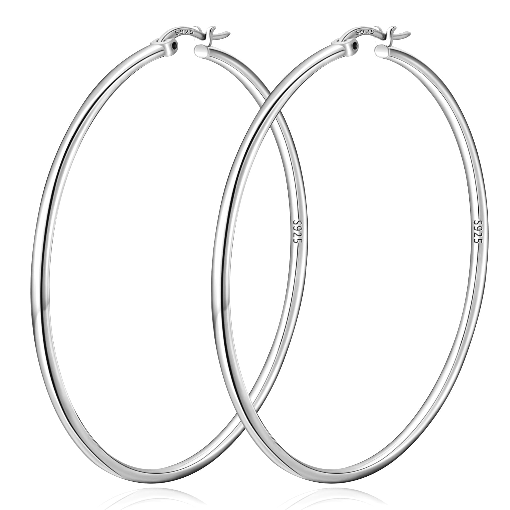 DORANA Creolen Silber 925 für Damen Ohrringe Groß Silber Ohrringe Creolen Hypoallergene Schmuck Big Hoop Earrings