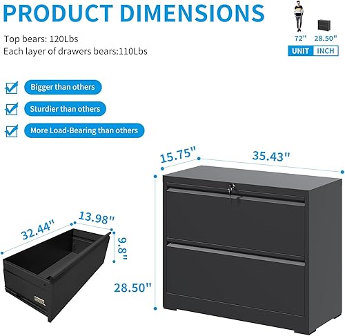 Miniatura 3 de Archivador vertical de 5 cajones, archivador vertical de metal blanco con cerradura para oficina en casa, archivador de acero para oficina en casa,