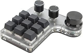Topiky Mini RGB Backlit Programming Macro Keyboard, 9 Keys One Handed Mechanical Gaming OSU Keypad with 3 Knobs, OSU Keypad DIY Programmable Keyboard, OSU Hot Swap Game Keyboard