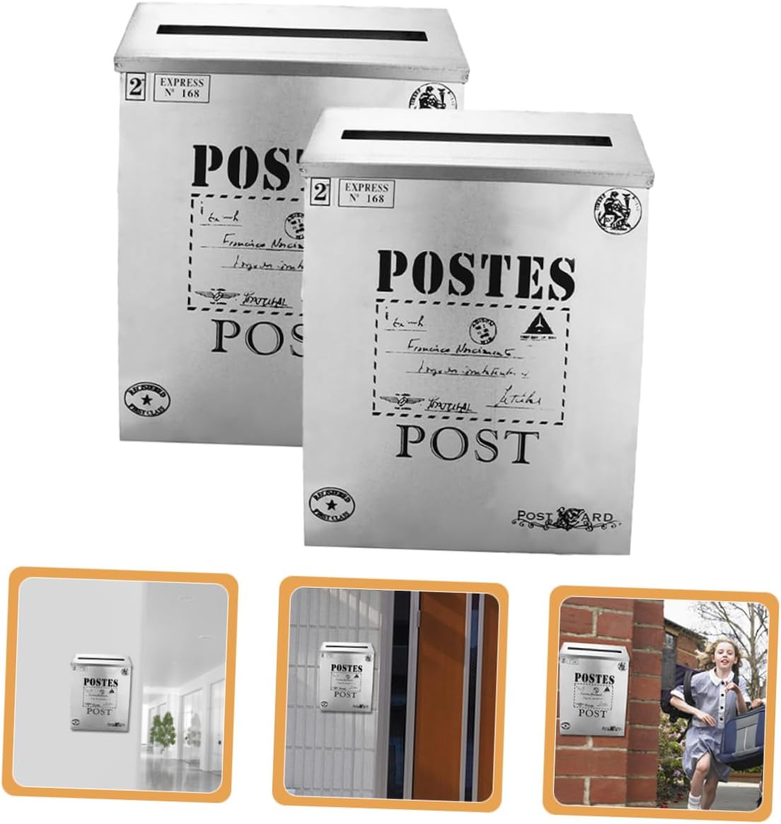 DOITOOL 2pcs Wall Mounted Vintage Iron Mailbox Durable Suggestion Box for Outdoor Use Sturdy Wall Mount Letter Box with Simple Design for Home and Garden Decor