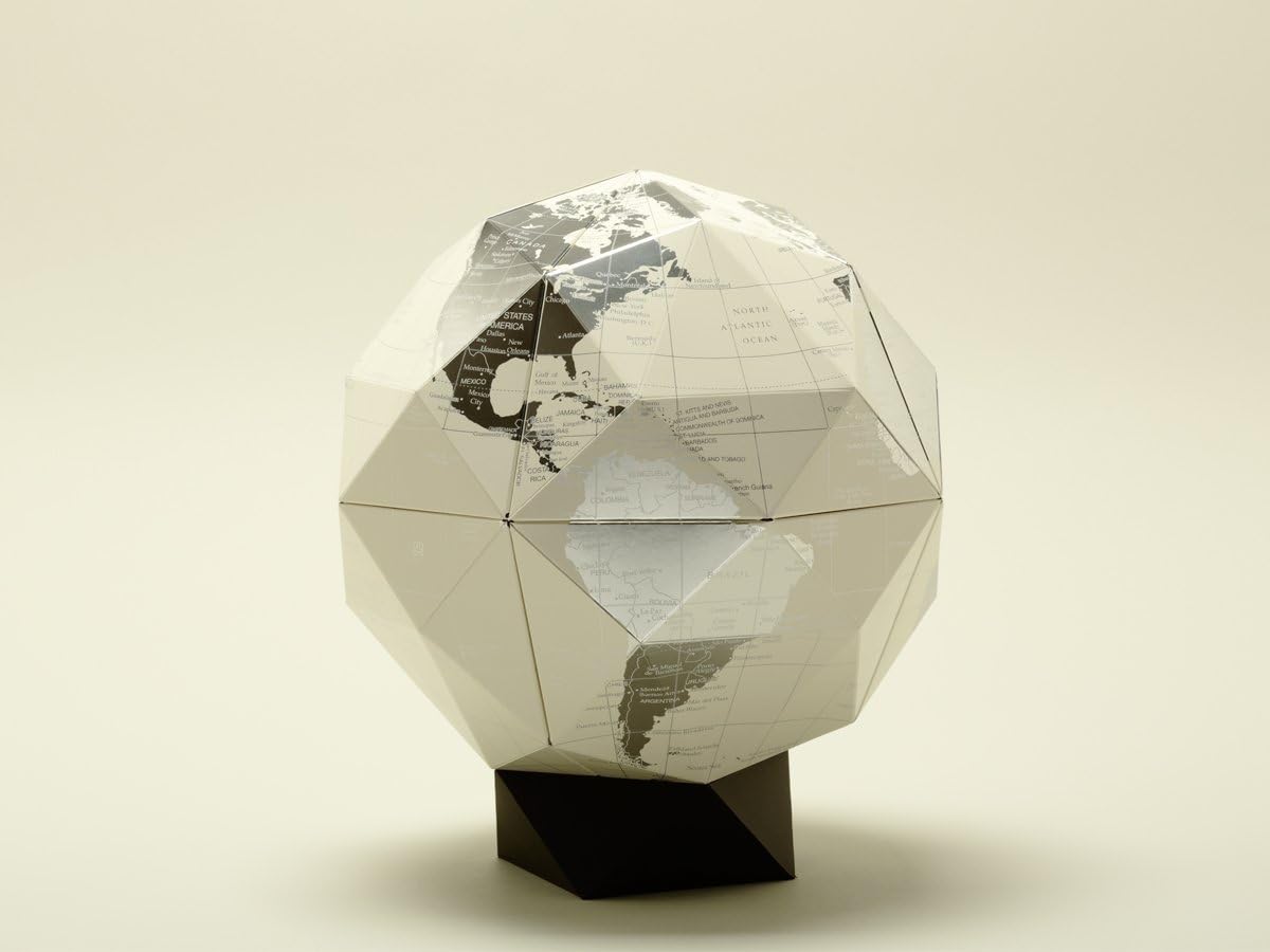 Geodesic Globe with 80 Facets [PLATINUM] 【Geodesic Assembly kit polyhedron】 Paper Craft intellectual educational puzzle interior paper 《ALEXCIOUS》