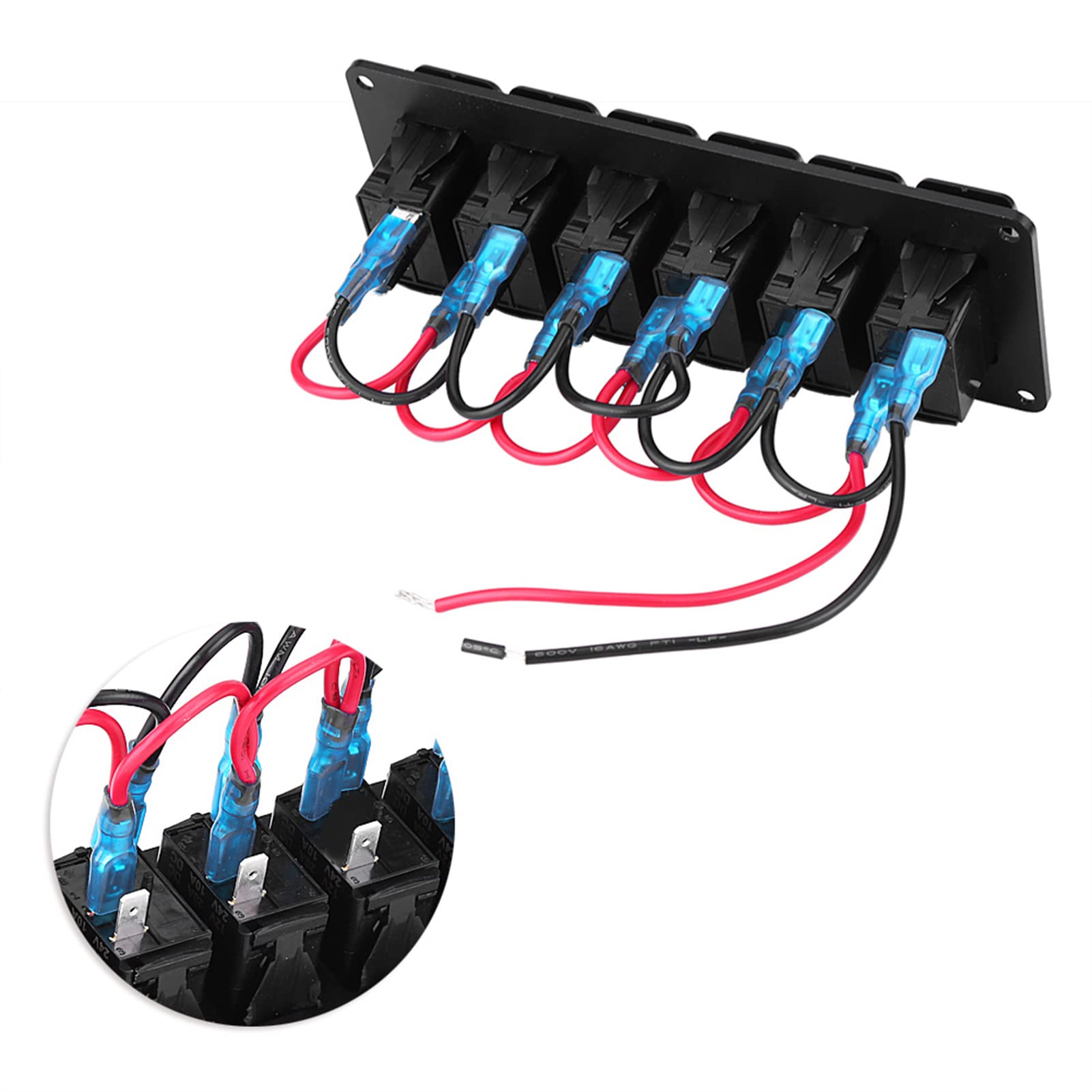 Riloer Pannello Interruttori A Bilanciere 8 Bande - 12/24V IP65 - USB, Led Blu E Voltmetro - Per Camper, Barca, Camion