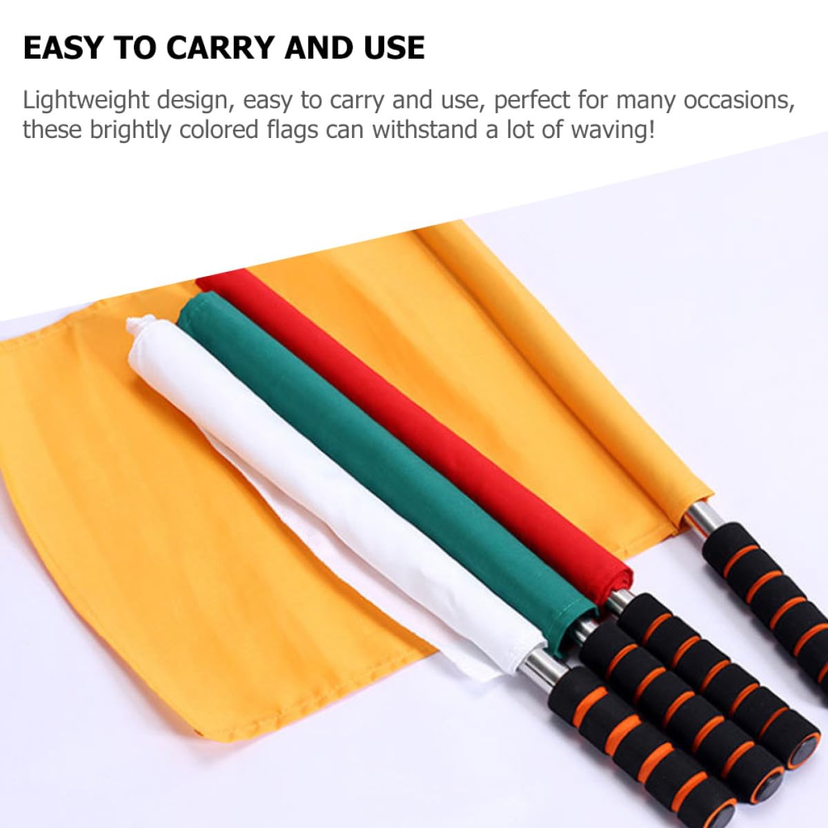 Amosfun Drapeaux D’arbitre de Football 4 Pcs en Tissu Imperméable Tiges en Acier Inoxydable Antirouille et Poignées en Mousse Confortables – Drapeaux de Signalisation Portatifs pour