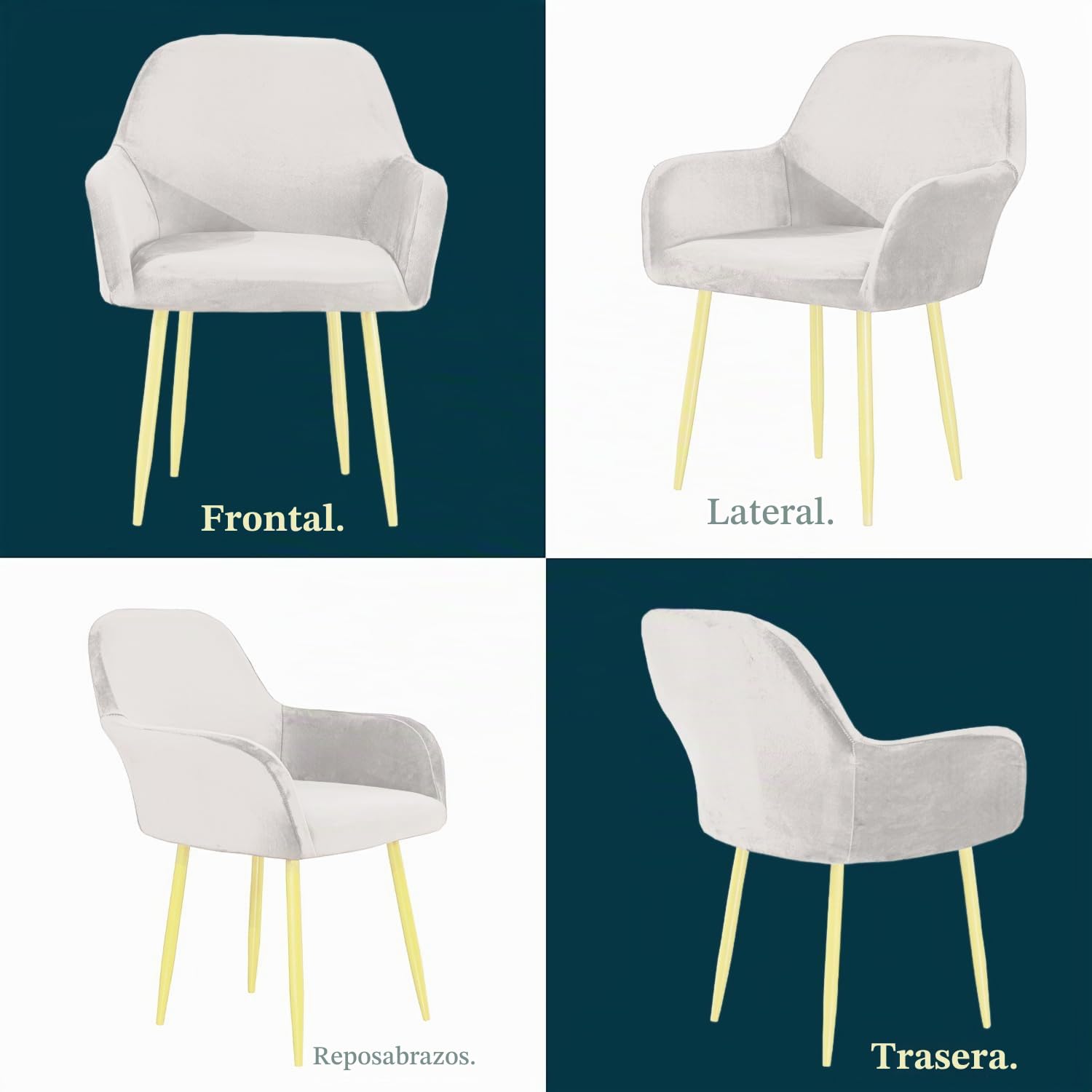 EBETA Funda para Silla de Comedor Samt, Extraíble Funda Sillon Orejero con Reposabrazos Funda Silla Oficina Protector de Silla Desmontable y Lavable (Blanco, 2 Unidades)