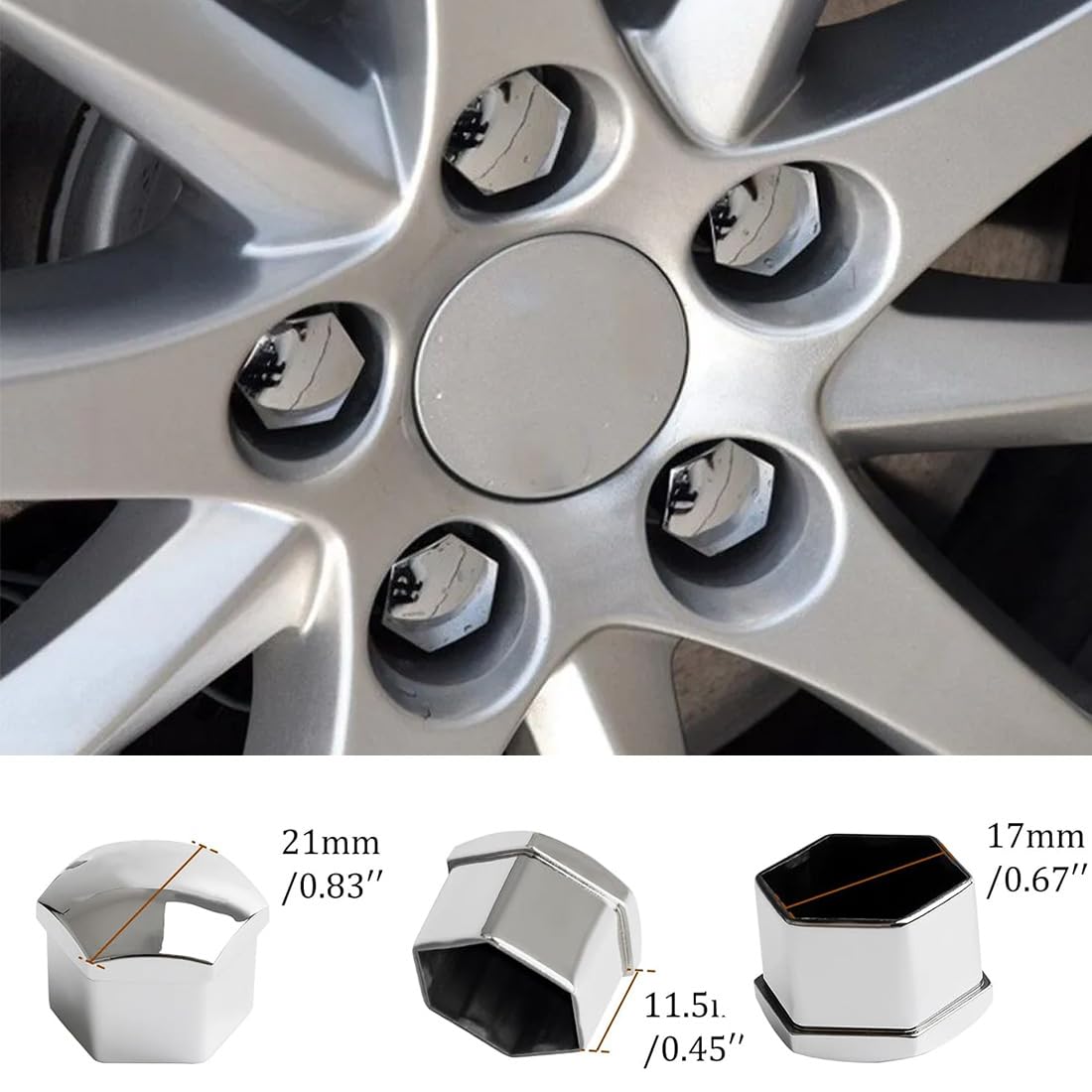 Copridadi Ruota Universali JEYORZY 20 Pezzi per Auto con Strumenti di Rimozione