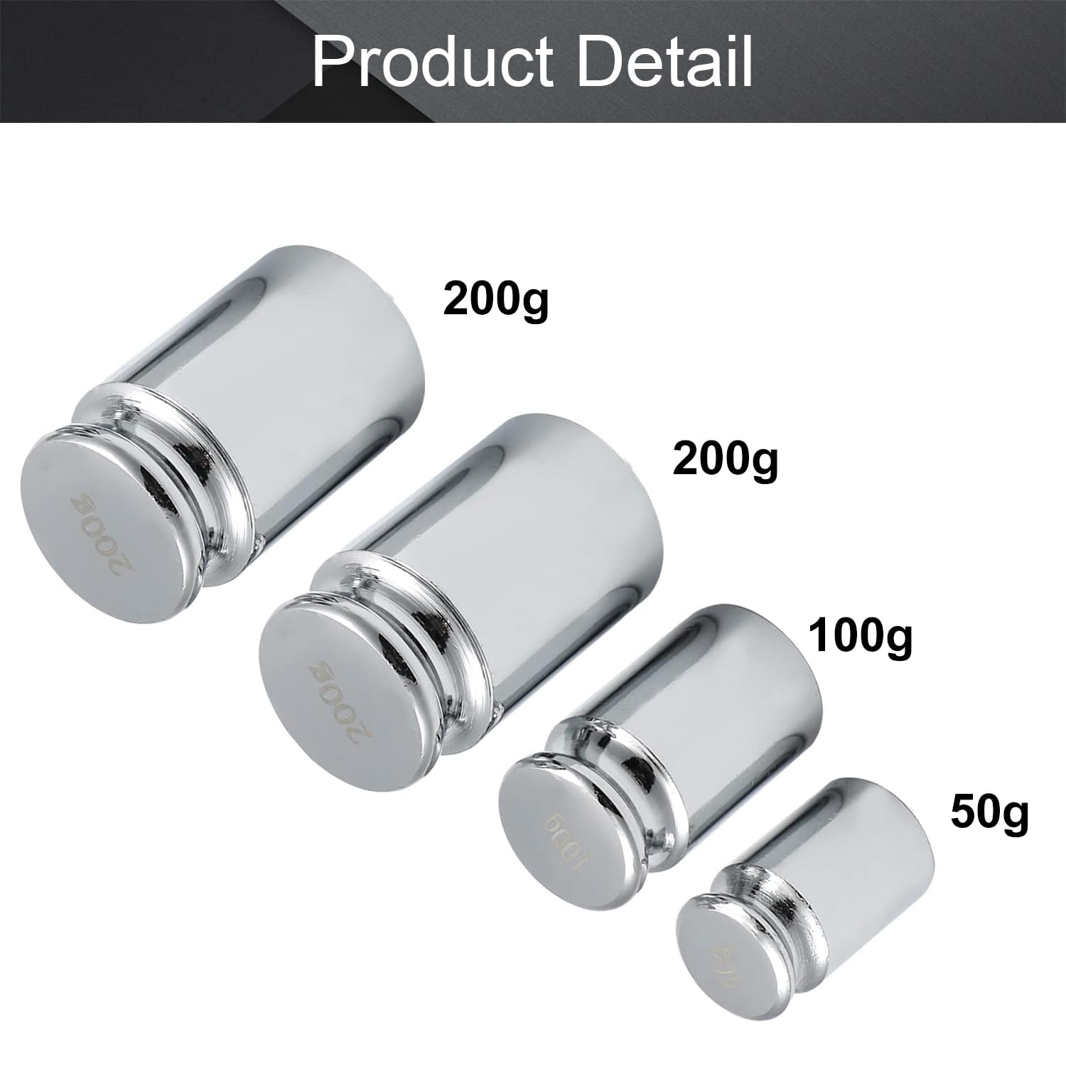 Utoolmart 4pcs Calibration Weight Set 200g 200g 100g 50g M1 Precision Grams Scale Weights Chrome Plated Steel for Digital Balance Scales - 550g in Total
