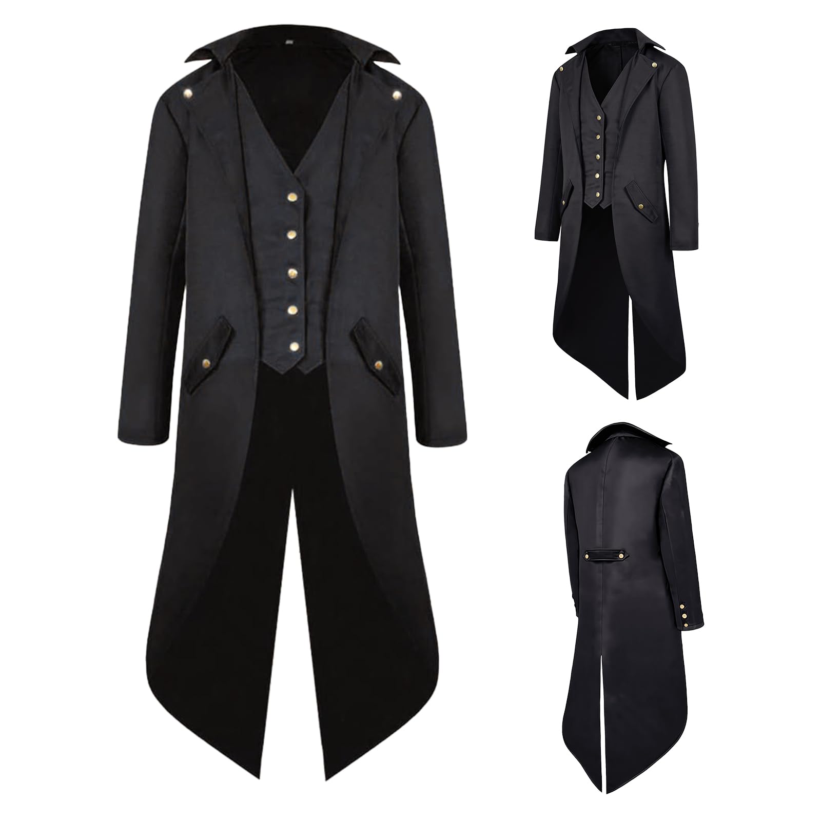 NFAUEIK Steampunk Jacket Men Renaissance Tailcoat Medieval Costume Halloween Costumes for Mens