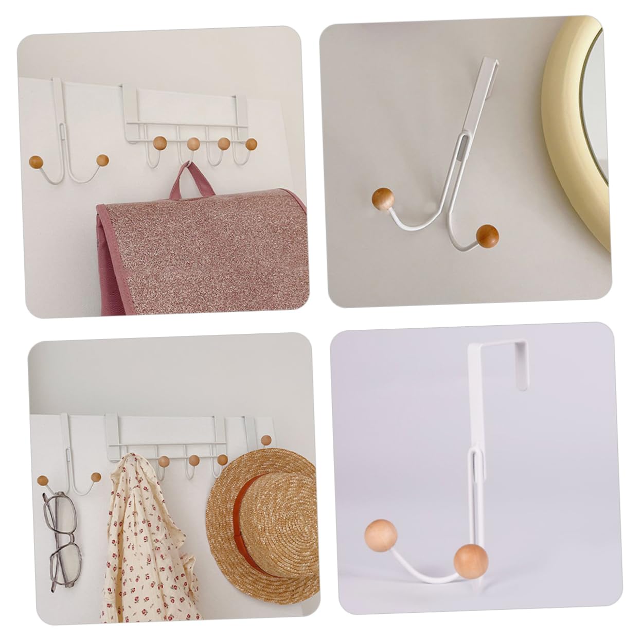 OUNONA The Door Hanger Hooks Heavy Duty Towel Rack Easy Install Punch Hooks 2 Pack