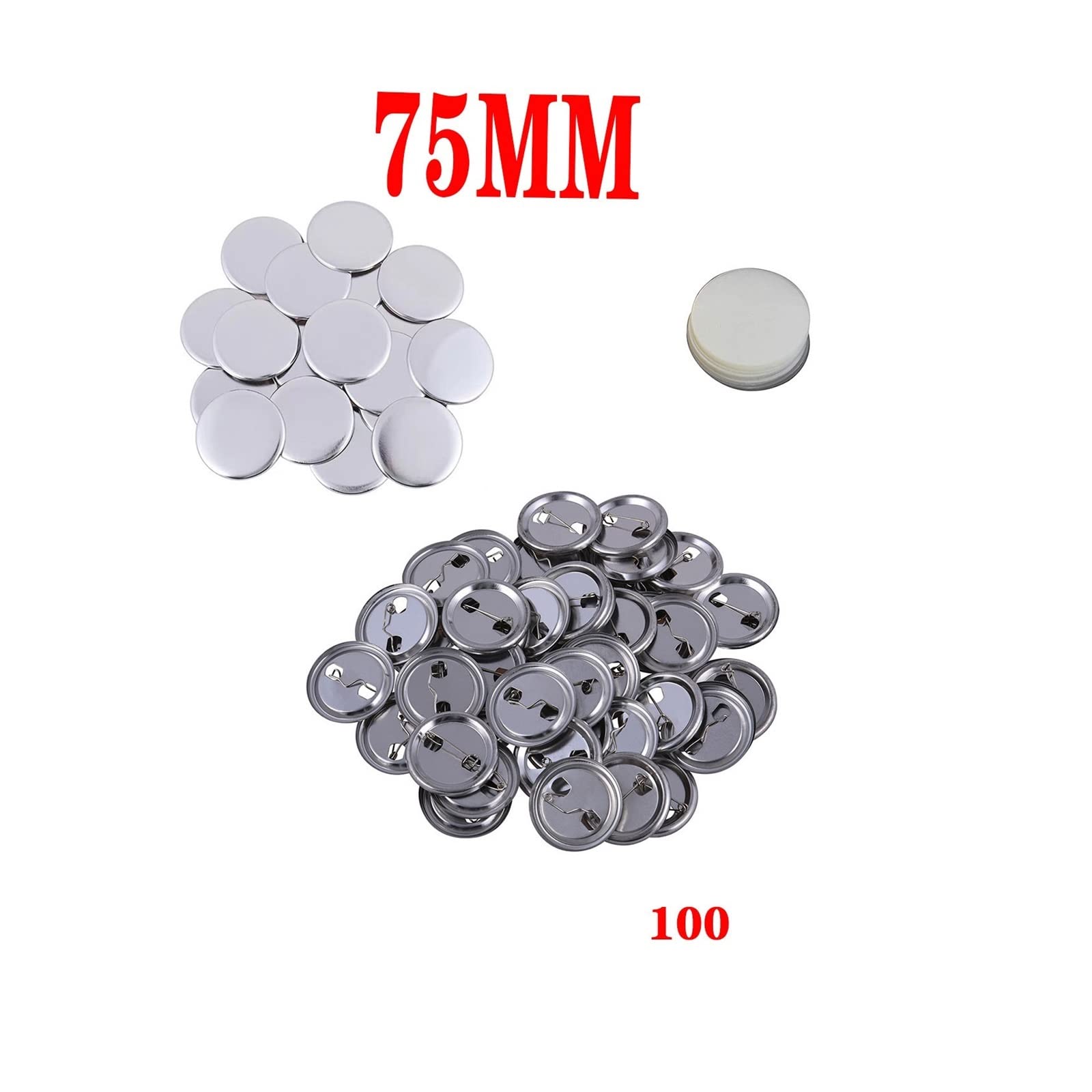 100 Sets Abzeichen Button Pin Runde DIY for Maker Maschine 25-75mm Blanko Materialien Zubehör,DIY-Bastelprofi(75MM 100 sets)