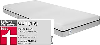Irisette Smart 2 in 1 Duo 7-Zonen Kaltschaummatratze, Stiftung Warentest Testurteil 1,9 (Ausgabe 02/2024) Duo Härtegrad H3 und H4, 90 x 200 cm, Öko-Tex zertifiziert