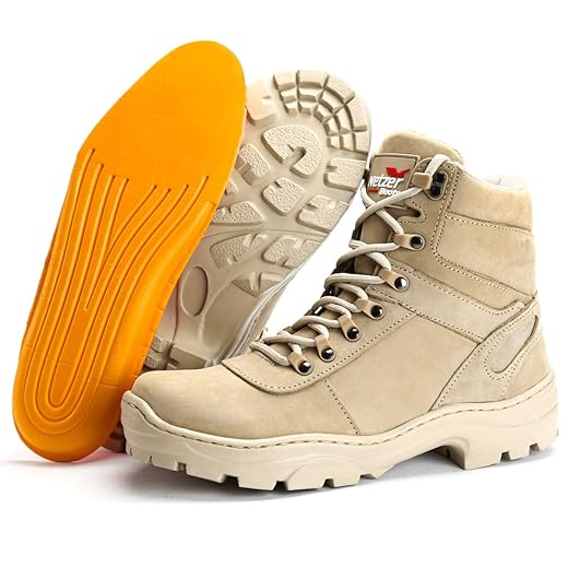 Bota Tática Militar Desert, Couro Bovino Legítimo, Cano Alto, Solado Antiderrapante, Resistente à Água