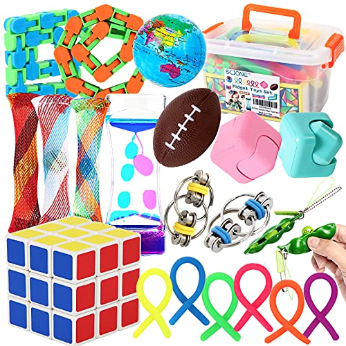 SCIONE Fidget Toys Pack,21Pcs Sensory Toys for Autistic Children Stress Relief, Box Bulk Toys for Party Favors,Classroom Reward Return Gifts for Kids