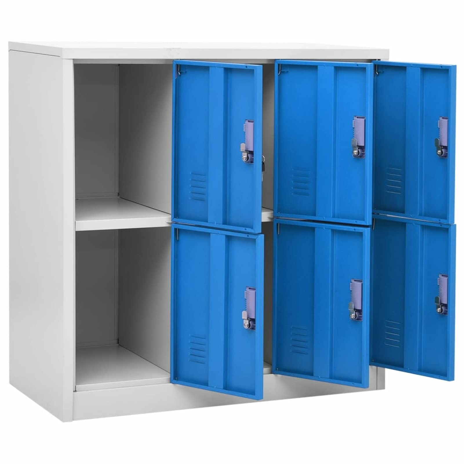 Festnight armoires de Bureau,Armoire à casiers,Casier en métal à 6 Portes,casier métallique,casier vestiaire Armoire Metallique-Light Grey and Blue avec 6 casiers