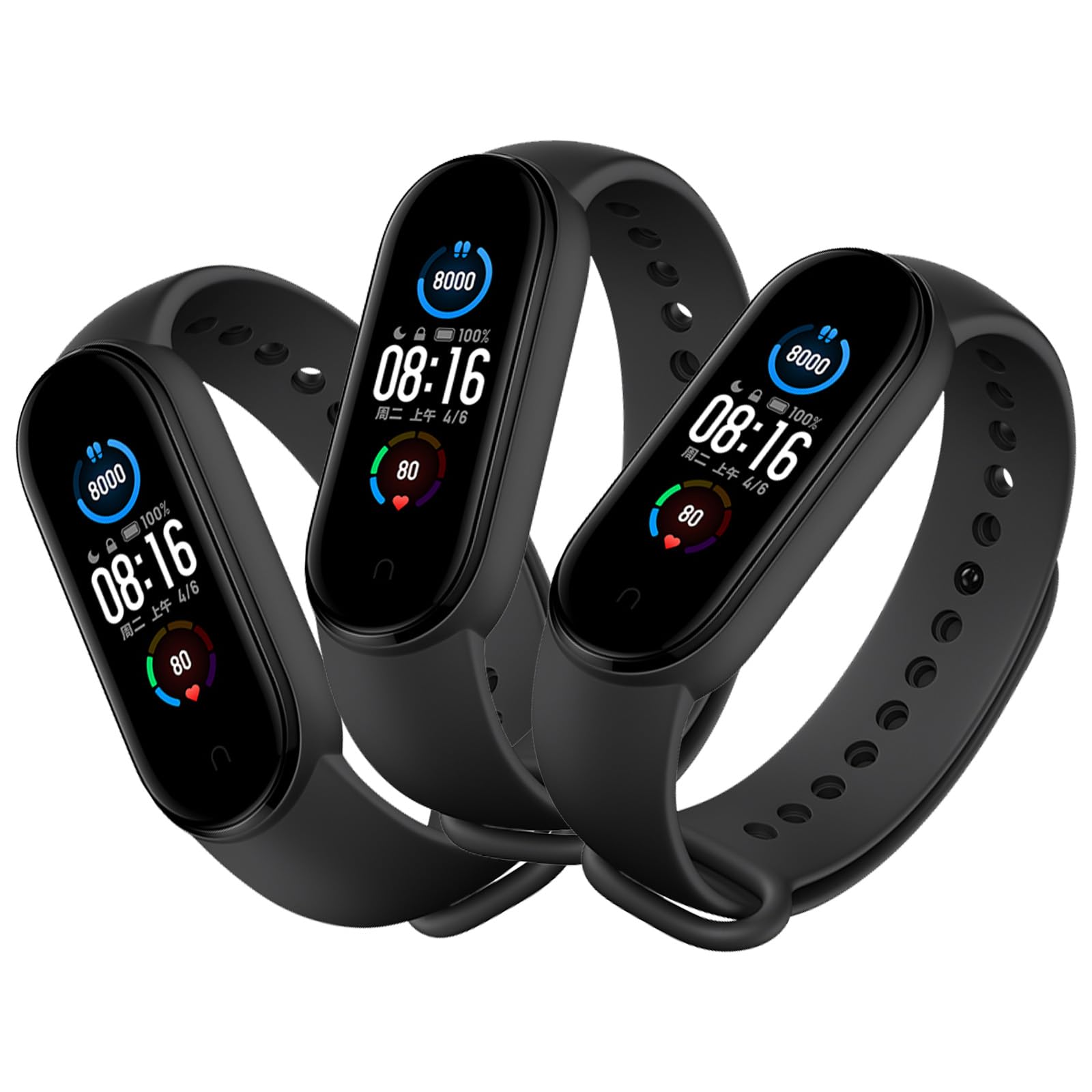 ZUOQIANG 3 Piezas Correa Compatible con Xiaomi Mi Band 5 / Band 6 / Xiaomi Mi Band 7, Correa Reloj Deportiva a Prueba de Sudor, Suave Silicona Correa de Repuesto para Hombre Mujer