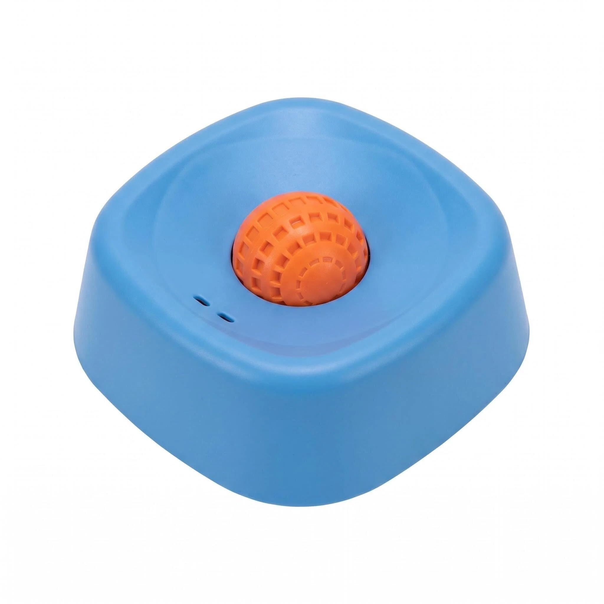 Pet Lick Bowl No-Spill Slow Feeder Dog Bowl with Rolling Lick Ball for Liquid Treats Dog Licking Bowl Interactive Treat Toy for Large Medium Small Breeds Healthy Enrichment Feeding (Blue)