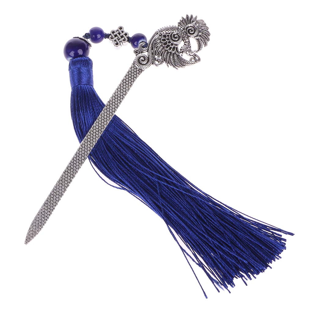 Huluda Chinese Style Vintage Classic Metal Bookmark Tassel Beads School Office Supplies