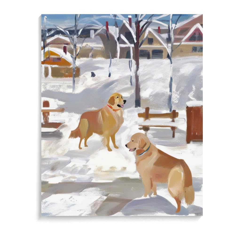 DIY Paint by Number for Adults Beginner Golden Retriever Dog Paint by Number on Canvas DIY Oil Painting for Gift Home Wall Decor 12x16inch(30x40cm) Frameless