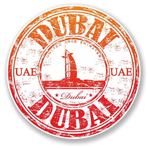 2 x 10 cm Émirats arabes unis en vinyle Motif Dubaï iPad Ordinateur Portable voiture voyage bagages étiquette cadeau # 6516-10cm x 10cm