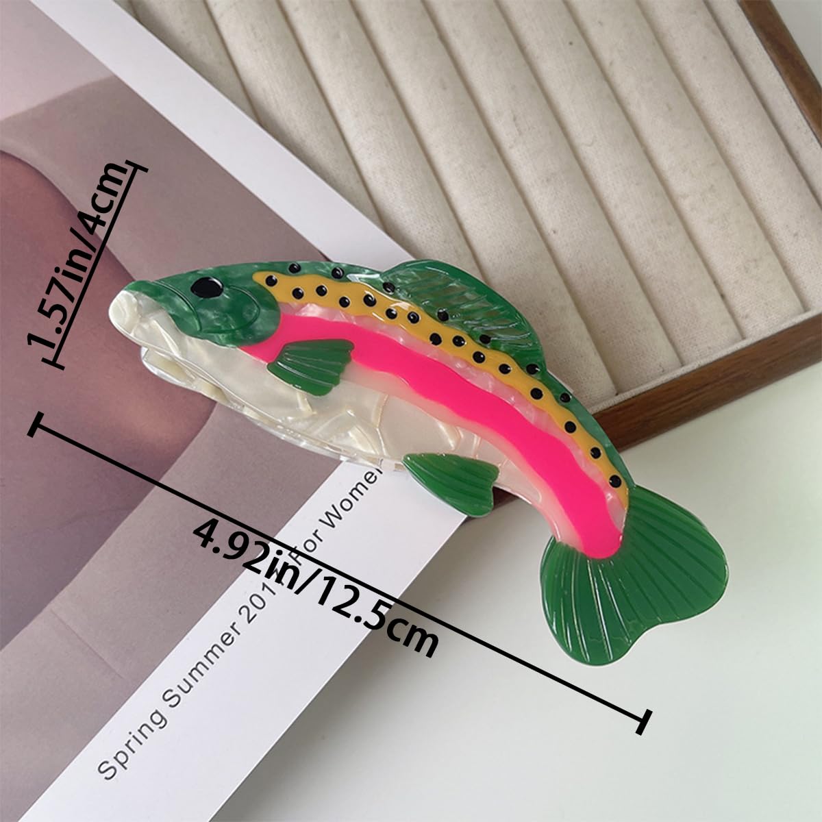 Salmon Hair Claw Clip Acetate Hair Clips Fish Unique Fashion Acetate Hair Catch Barrette Non Slip Strong Hold Jaw Clamp Ocean Animal Fashion Barrette Big Claw Clamp for Women Girl - Image 2