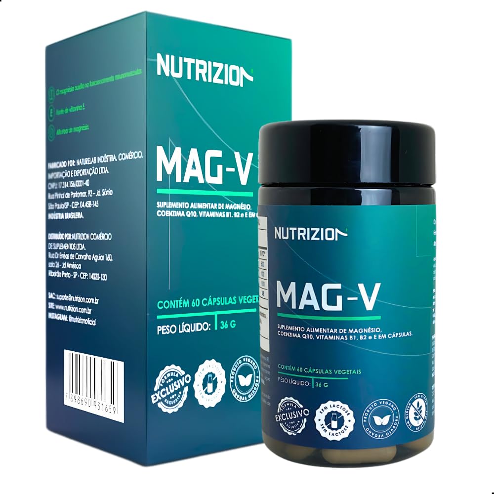 Nutrizion Mag-v Magnésio Bisglicinato com Coenzima Q10 50mg +