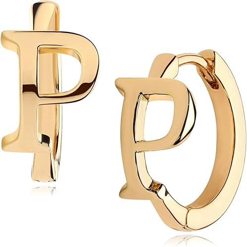 VACRONA Women Gold Hoop Earrings Huggie Initial Sleeper 14K Gold Plated Small Hy